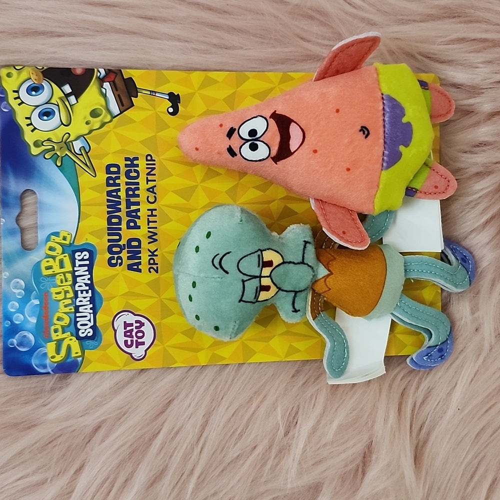 Brand New NICKELODEON SPONGEBOB SQUAREPANTS SQUIDWARD & PATRICK CATNIP TOY-2CT